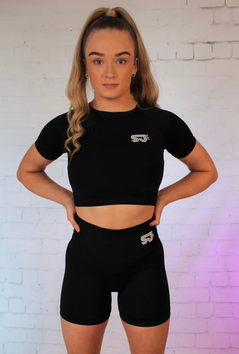 Short sleeve top active wear -  black